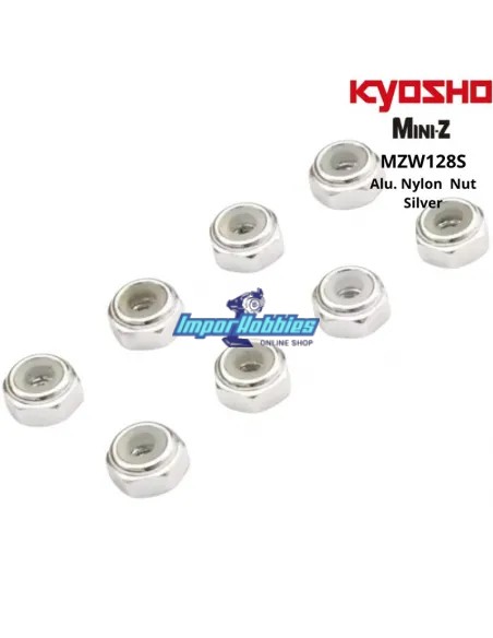Tuercas de rueda de aluminio - Plata - Kyosho Mini-Z MZW128S