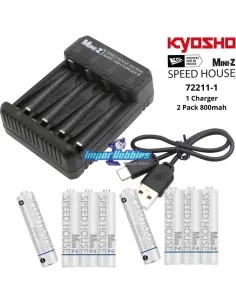 Compact AA / AAA NiMH Charger With 8 Ni-Mh 800mah Batteries Speed House Kyosho 72211-1