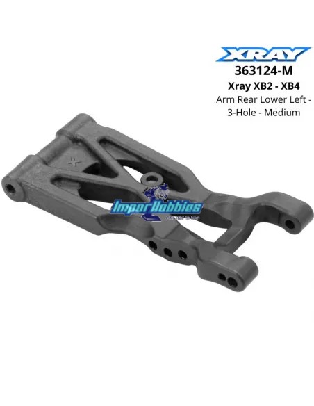 Arm Rear Lower Left - 3-Hole - Medium Xray XB2 / XB4 363124-M