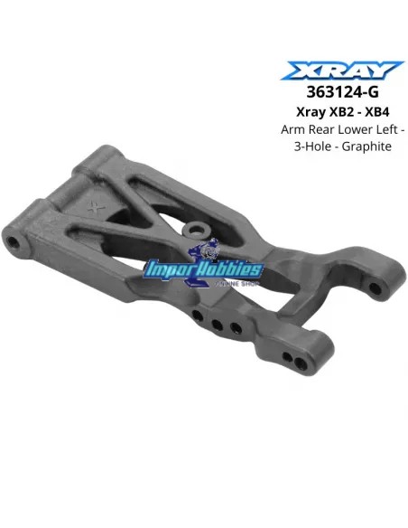 Arm Rear Lower Left - 3-Hole - Graphite Xray XB2 / XB4 363124-G