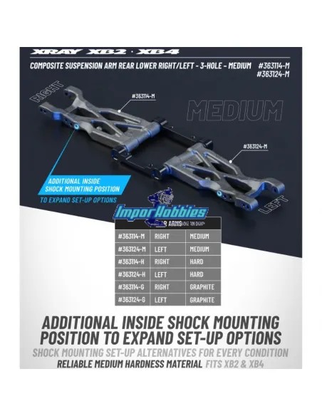 Arm Rear Lower Right - 3-Hole - Hard Xray XB2 / XB4 363114-H