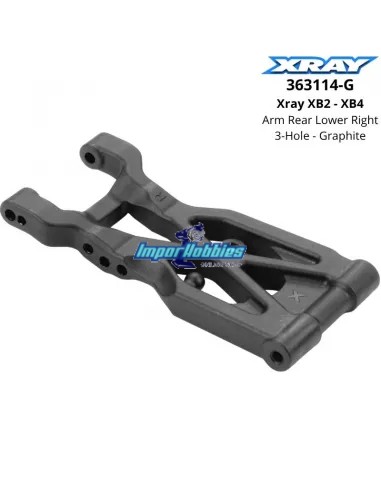 Arm Rear Lower Right - 3-Hole - Graphite Xray XB2 / XB4 363114-G
