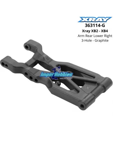 Arm Rear Lower Right - 3-Hole - Graphite Xray XB2 / XB4 363114-G