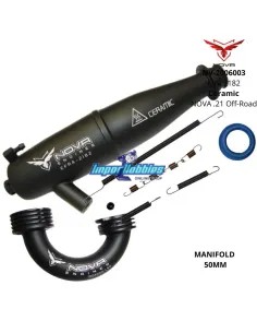 Résonateur + coude 50mm Nova Efra 2182 - Céramique - 1/8 Buggy / Truggy 2006003