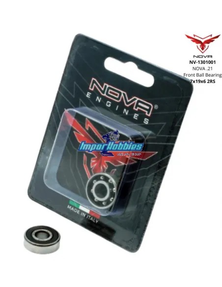 Rodamiento interno delantero acero 7x19x6x6mm 2RS Nova Engines 1301001