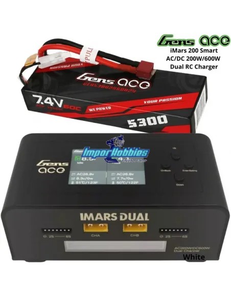 Pack chargeur et accu - Imars Dual 200W - Lipo Stick 2S 7.4V 5300mah Deans Gens Ace