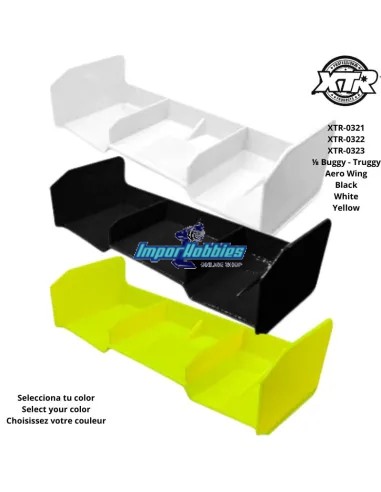 Rear Wing - "Aero" - 1/8 Buggy - Truggy RC Cars XTR Racing - White - Yellow - Black - XTR-0321 - XTR-0322 - XTR-0323