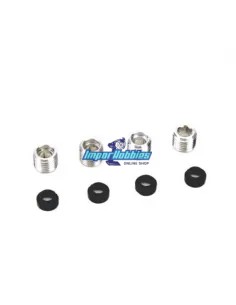 Tuercas ajuste manguetas + asientos plásticos (4+4 U.) Thunder Tiger TS4 PD0812 - Thunder Tiger TS-4n