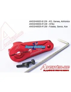 Steering Servo Horn - Red 25T Futaba-Savox-Power HD Answer-RC ANSSH0025-R - Servo Horn & Washer