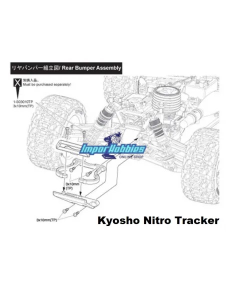 Bumper + soportes carrocería - TR142B Kyosho DRX / DRT / Nitro Tracker NTW005 - Kyosho DRX - Repuesto y opciones