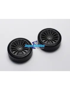 Neumaticos Drift pegados en llanta negra Hex. 12mm (2 Uds.) Kyosho FAT302GM - 1/10 Scale Drift Tires