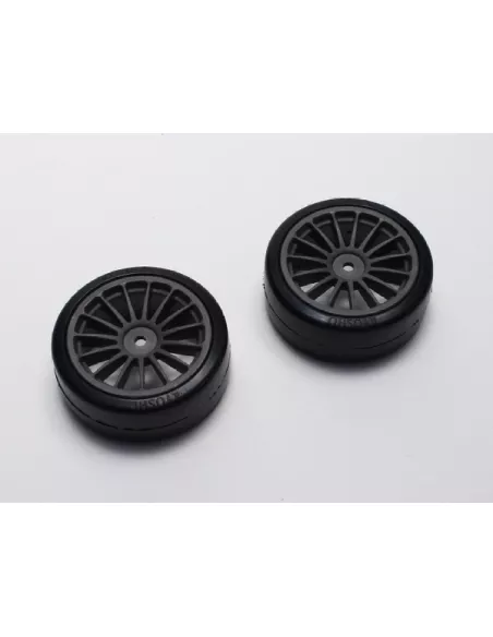 Neumaticos Drift pegados en llanta negra Hex. 12mm (2 Uds.) Kyosho FAT302GM - 1/10 Scale Drift Tires