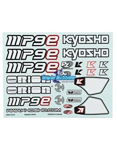 Adhesivos de carrocería blancos Kyosho Inferno MP9e IFD501 - Kyosho MP9e TKI Eléctrico Kit - Repuesto y opciones