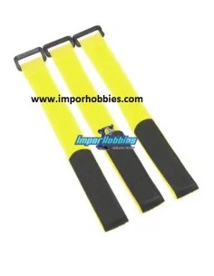 Correa sujeción baterías lipo amarilla 26cm 1/8 Scale (3 Uds.) QR-154Y - Bridas Sujecion