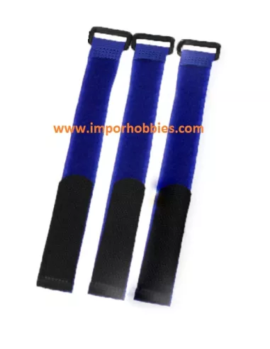 Lipo Battery Straps 26cm - Blue 1/8 Scale (3 U.) QR-154BL - Flanges