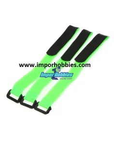 Correa sujeción baterías lipo verde 26cm 1/8 Scale (3 Uds.) QR-154G - Bridas Sujecion