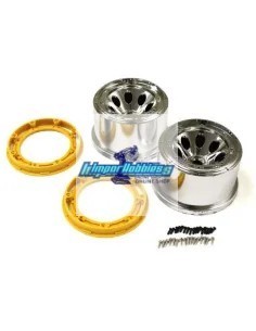Jantes chromées (2 U.) Kyosho Mad Force Kruiser / Mad Crusher 2.0 / FO-XX 2.0 MAH401SMY - Pneus 1/10 & 1/8 Monster Truck