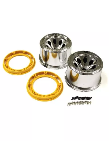 Wheel - Silver Plating / Yellow (2 U.) Kyosho Mad Force Kruiser / Mad Crusher 2.0 / FO-XX 2.0 MAH401SMY - 1/10 & 1/8 Scale Tires
