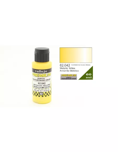 Pintura Vallejo Premium Amarillo Metalico 60ml. 62.042 - Container Vallejo Premium 60ml.