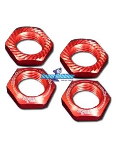 Tuercas rueda seguridad 17mm 1/8 serradas rojas (4 Uds.) Kyosho IFW472R - Kyosho Inferno 7.5 / Neo / Neo Race Spec - Repuesto y 