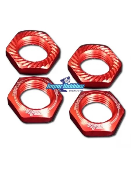 Ecrous de roues 17mm 1/8 canneles rouge (4 Uds.) Kyosho IFW472R - Kyosho Inferno 7.5 / Neo / Neo Race Spec - Pièces detachées et