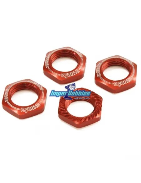 Ecrous de roues 17mm 1/8 canneles rouge (4 Uds.) Kyosho IFW472R - Kyosho Inferno 7.5 / Neo / Neo Race Spec - Pièces detachées et