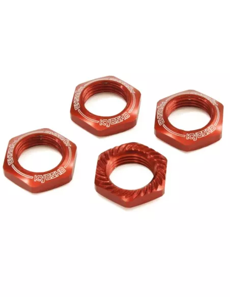 Red Serrated Wheel Nuts 17mm 1/8 (4 U.) Kyosho IFW472R - Kyosho Inferno 7.5 / Neo / Neo Race Spec - Spare Parts & Option Parts