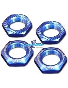 Tuercas rueda seguridad 17mm 1/8 serradas azules (4 Uds.) Kyosho IFW472BL - Kyosho Inferno 7.5 / Neo / Neo Race Spec - Repuesto 