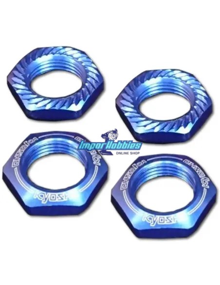 Ecrous de roues 17mm 1/8 canneles bleu (4 Uds.) Kyosho IFW472BL - Kyosho Inferno 7.5 / Neo / Neo Race Spec - Pièces detachées et