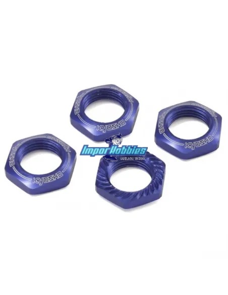 Ecrous de roues 17mm 1/8 canneles bleu (4 Uds.) Kyosho IFW472BL - Kyosho Inferno 7.5 / Neo / Neo Race Spec - Pièces detachées et