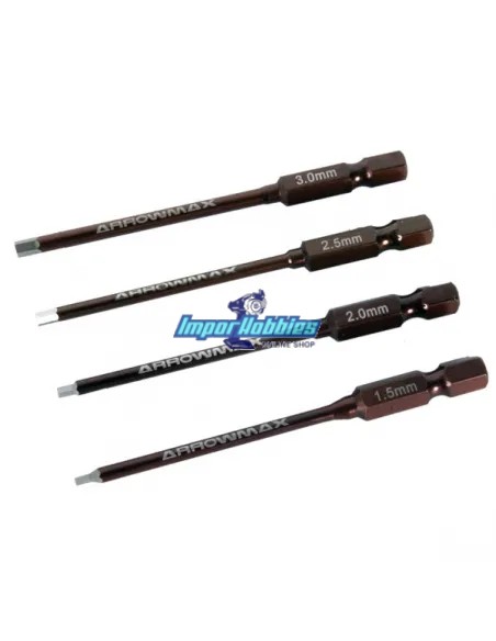 Embouts de visseuse allen 1/4 1.5 - 2.0 - 2.5 - 3.0mm & boîte Arrowmax AM500902 - Outils Arrowmax