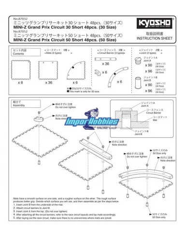 Urethane Modular Circuit 48 Pcs. 50x50cm 4.5x3.5 meters for Kyosho Mini-Z  87052B