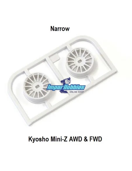Llanta estrecha blanca Offset 1.5 (2 Uds.) Kyosho Mini-Z AWD / FWD MDH100W-N15 - Llantas Kyosho Mini-Z AWD & FWD