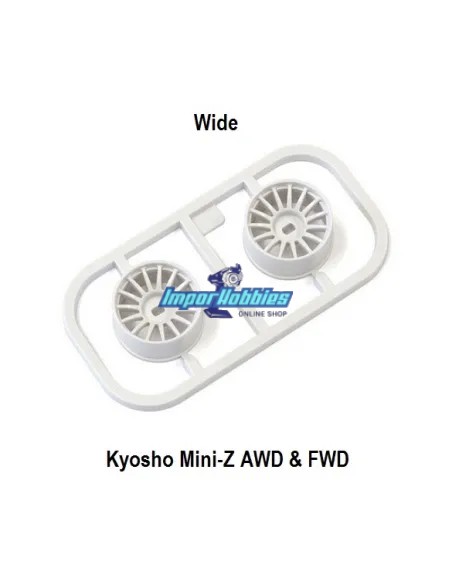 Jantes blanches larges Offset 0 (2 U.) Kyosho Mini-Z AWD / FWD MDH100W-W0 - Jantes Kyosho Mini-Z AWD & FWD