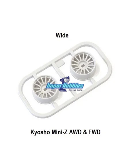 Llanta ancha blanca Offset 0 (2 Uds.) Kyosho Mini-Z AWD / FWD MDH100W-W0 - Llantas Kyosho Mini-Z AWD & FWD