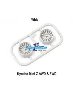 Llanta ancha blanca Offset 1.0 (2 Uds.) Kyosho Mini-Z AWD / FWD MDH100W-W1 - Llantas Kyosho Mini-Z AWD & FWD