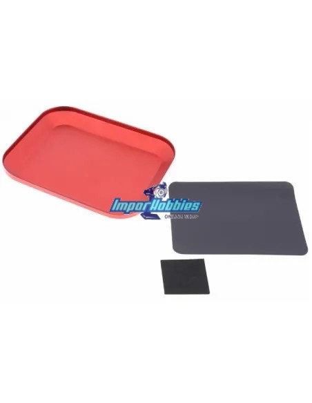 Plateau de vis d'aluminium avec la garniture magnétique - Rouge 106x86mm Fussion FS-B092 - Boites de stockage & Plateau à vis en