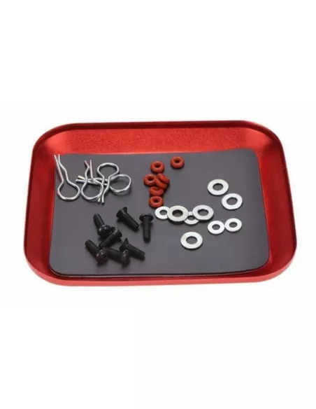 Aluminum Alloy Screw Tray With Magnetic Pad - Red 106x86mm Fussion FS-B092 - Storage Boxes & Aluminum Screw Tray