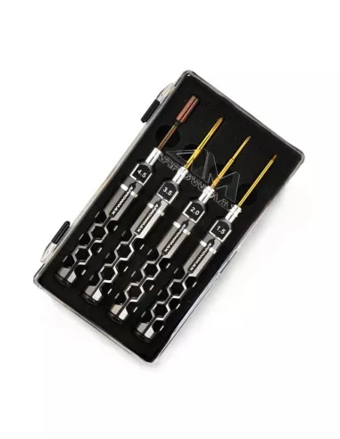 Tool Set Honeycomb - 4 Pcs. & Case Micro Scales / Mini-Z 1/28 Arrowmax AM490910 - Kyosho Mini-Z Tools
