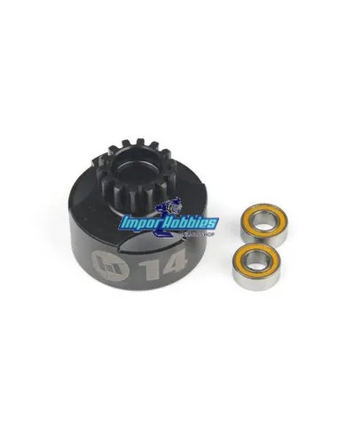 Cloche d'embrayage ventilée universelle 14T + roulements 1/8 Buggy Hobbytech HT560212 - Hobao Hyper 8 & 8.5 Nitro