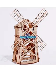 Mechanical 3D Puzzle - Mill 80 P. - Eco Friendly Plywood Wood Trick WT01 - 3D Wooden Mechanical Puzzles