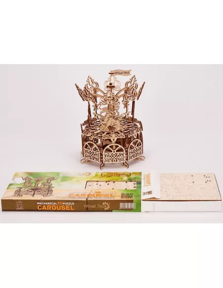 Mechanical 3D Puzzle - Classic Carousel - Eco Friendly Plywood Wood Trick WT11 - 3D Wooden Mechanical Puzzles