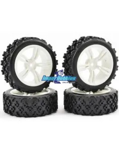 Pneus Street Rally Block Jante Blanche 5 Rayons - 1/10 Th Fastrax FAST0074W - Pneus 1/10Th Rally