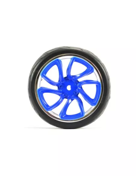 Wheels 1/10 Touring Rubber 26mm Street Glued In Blue  - Chrome Rim (4 U.) Fastrax FAST0088BLC - 1/10 Scale Touring Tires . Rubbe
