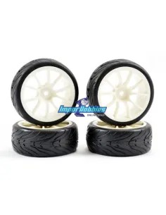 Wheels 1/10 Touring Rubber 26mm Street Glued In 10SP White Rim (4 U.) Fastrax FAST0072W - 1/10 Scale Touring Tires . Rubber & Fo
