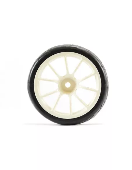 Wheels 1/10 Touring Rubber 26mm Street Glued In 10SP White Rim (4 U.) Fastrax FAST0072W - 1/10 Scale Touring Tires . Rubber & Fo