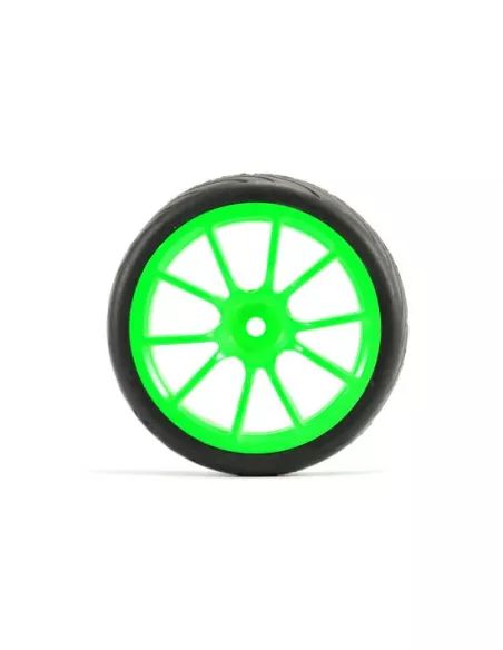 Wheels 1/10 Touring Rubber 26mm Street Glued In 10SP Green Rim (4 U.) Fastrax FAST0072G - 1/10 Scale Touring Tires . Rubber & Fo