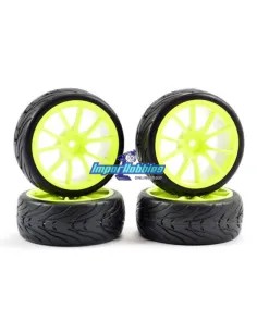 Wheels 1/10 Touring Rubber 26mm Street Glued In 10SP Yellow Rim (4 U.) Fastrax FAST0072Y - 1/10 Scale Touring Tires . Rubber & F