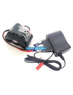 Combo cargador - batería de receptor en pirámide 6.0V 1600Mah NiMh conector JST Bec Fussion FS-MN075 - Baterías Ni-Mh para Recep