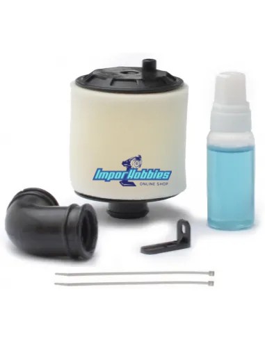 Filtro de aire completo negro 1/8 Buggy / Truggy doble espuma con aceite Fussion FS-EF001BK - Filtros aire 1/8 Buggy